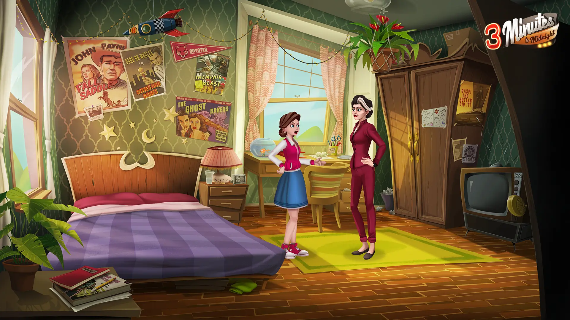 3 Minutes to Midnight Point and Click Adventure game comedy bedroom