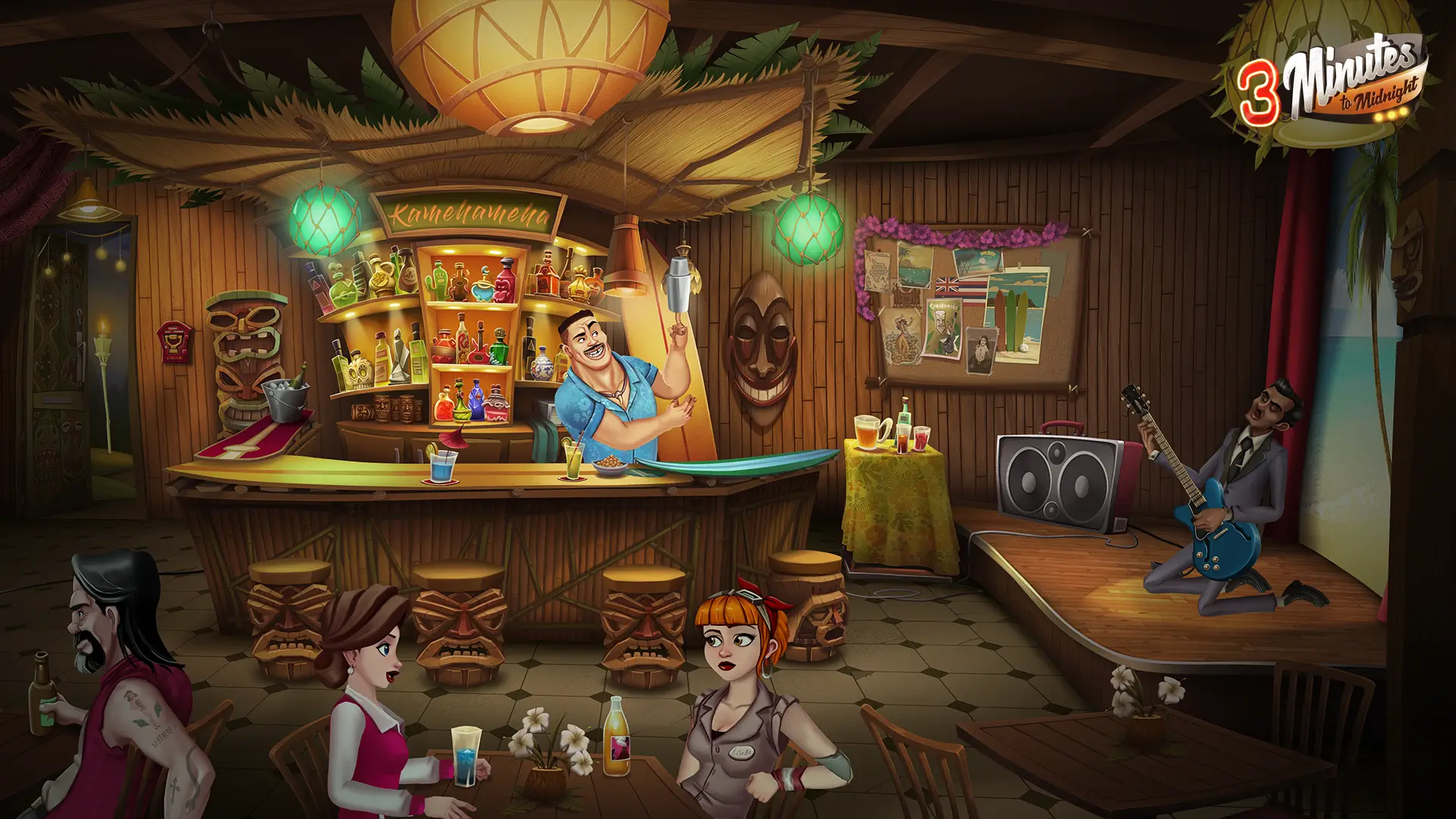 3 Minutes to Midnight Point and Click Adventure game comedy hawaiian bar